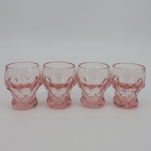 VTG Cambridge Georgian Set of 4 Pink Heather Bloom Shot Glasses 2.7in Barware - Picture 9 of 9